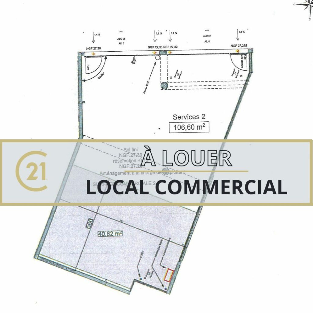 Sud de Caen – A LOUER  – Local commercial neuf  106.60 m²